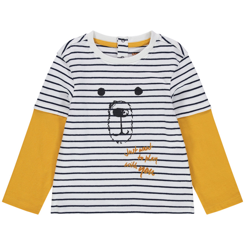 Camiseta de manga larga efecto  2 en 1 estampada oso  Additional Camiseta de manga larga efecto  2 en 1 estampada oso