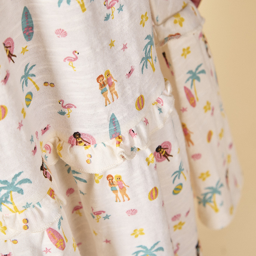 Vestido de tirantes estampado vacaciones exóticas para niña 