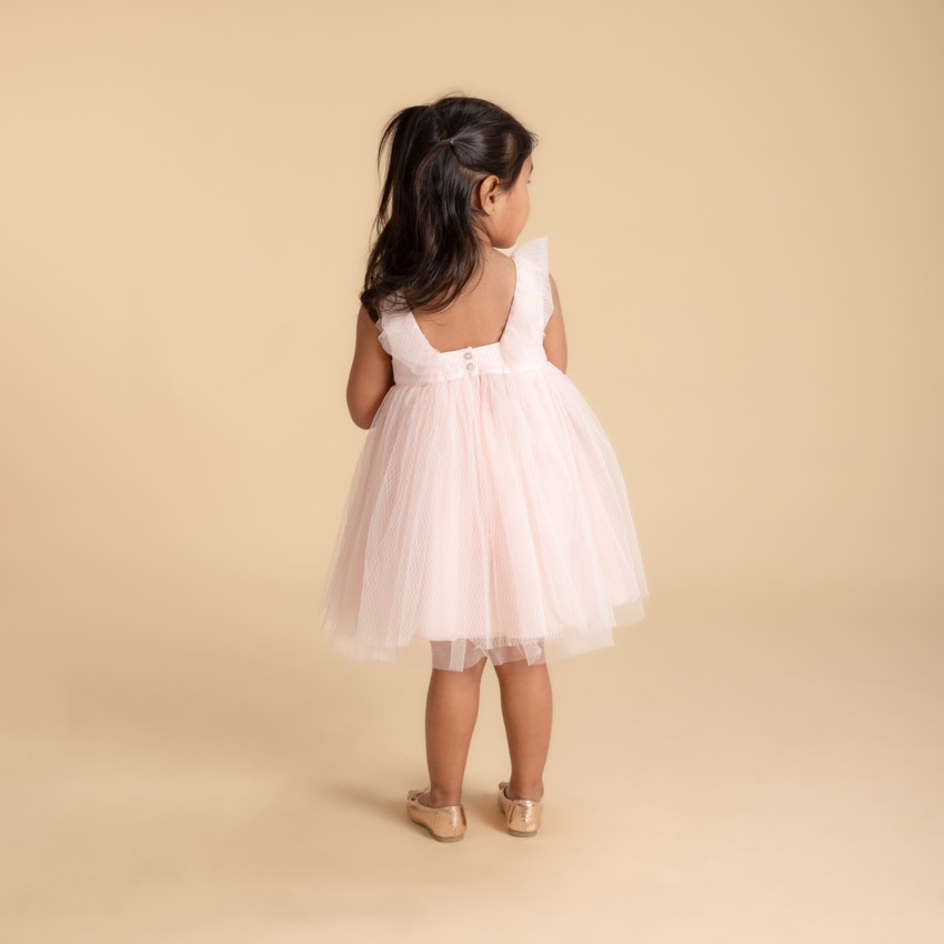 Vestido de ceremonia con volantes de tul para niña bebé 
