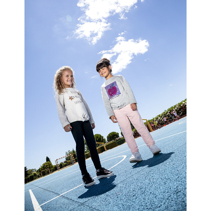 Pack de 2 leggings unis con pespuntes para niñas 