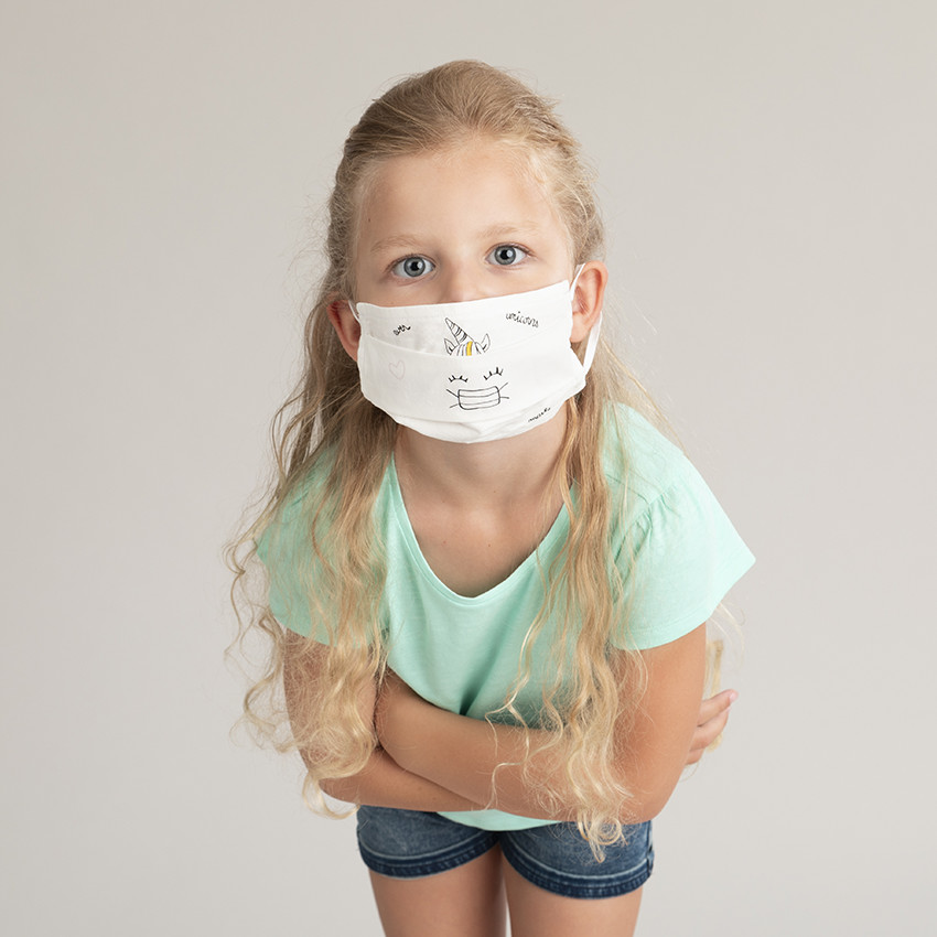 Lote de 2 mascarillas de tela para niño con estampado de unicornio 