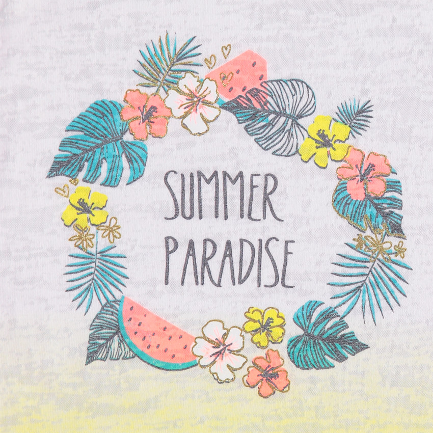 Camiseta sin mangas efecto decolorado tie and dye con corona de flores 