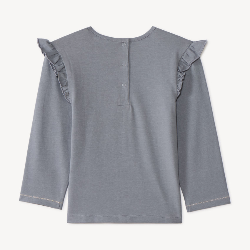 Camiseta de bebé de manga larga con volantes y estampado floral 