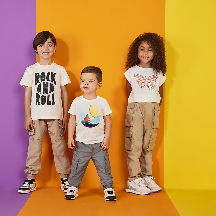 Camiseta manga corta motivo en cording niña 