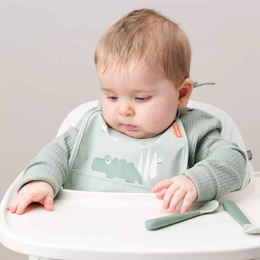 Pack de 2 baberos mini con bolsillo Croco y Birdee verde 