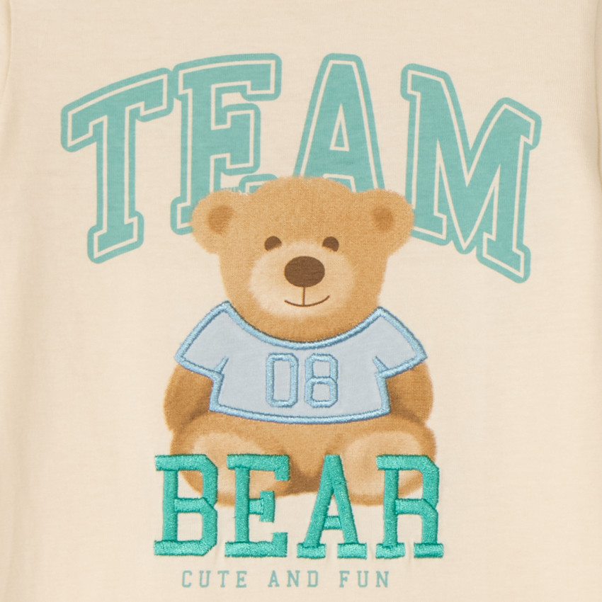 Camiseta de manga corta con estampado de osito para bebé niño 