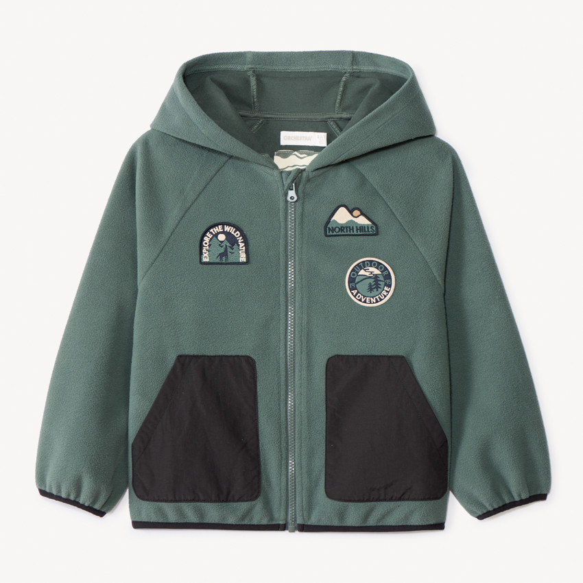 Gilet en polaire contrecollé et capuche + broderie pour garçon  