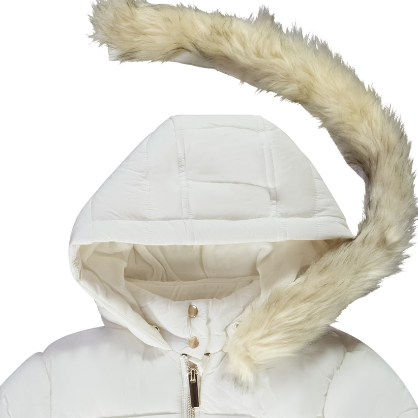 Doudoune longue à capuche en toile pour fille 