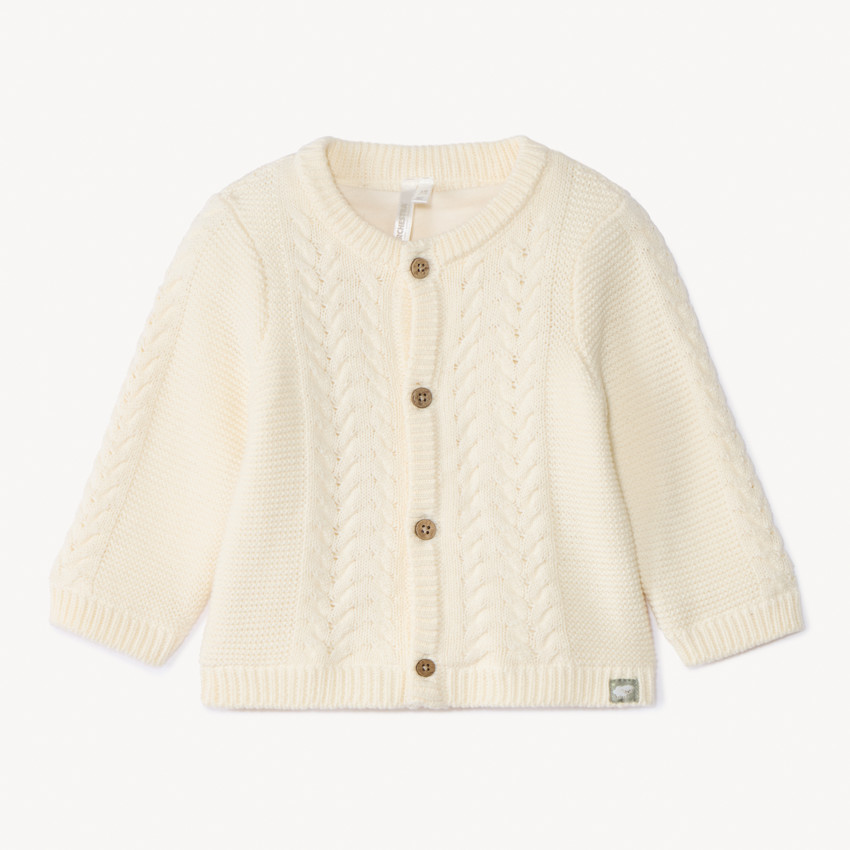Gilet en tricot torsadé et doublé jersey pour bébé 
