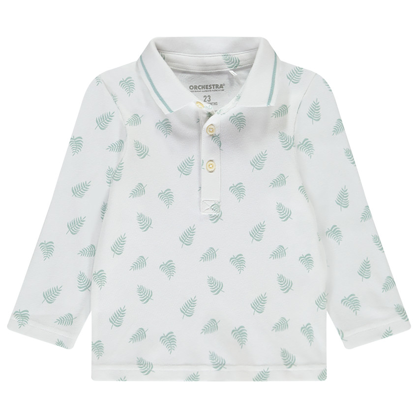 Polo de manga larga estampado de hojas para bebé niño 