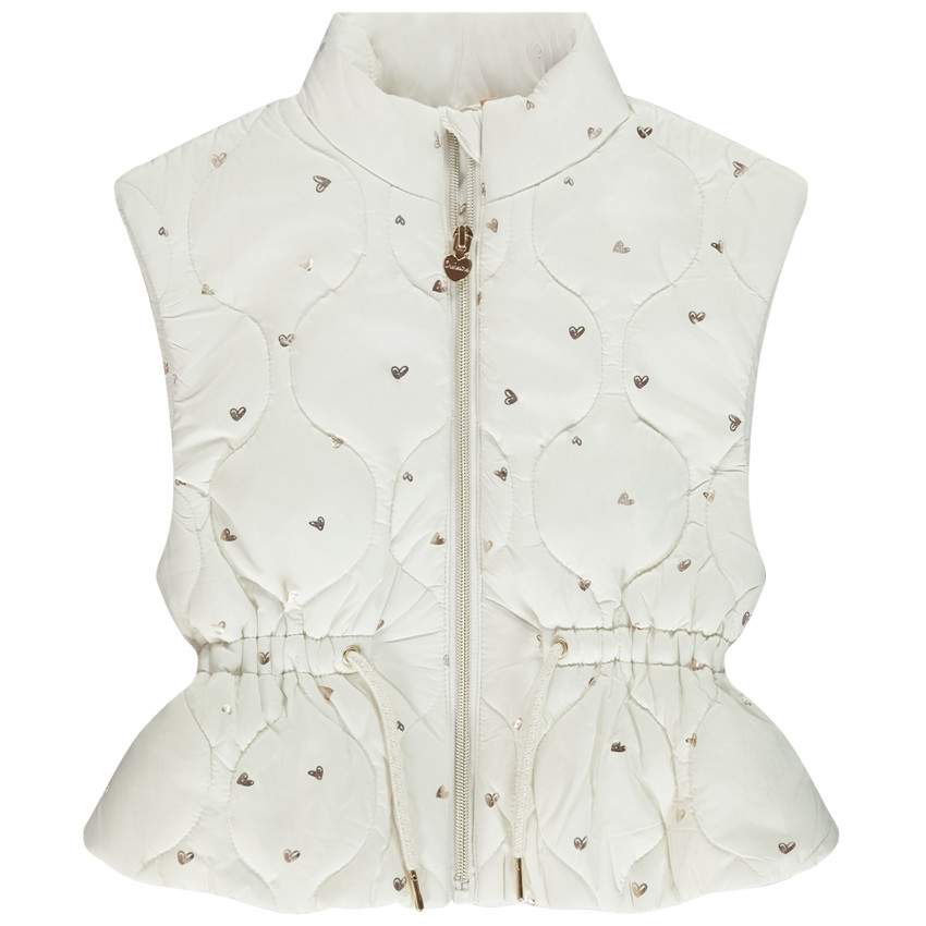 Chaleco acolchado entallado con estampado de corazones para niña 