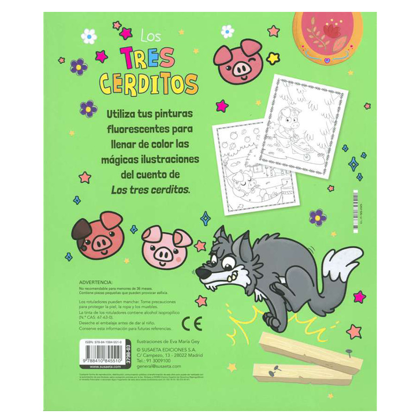 Libro para colorear Los 3 cerditos +5 años 