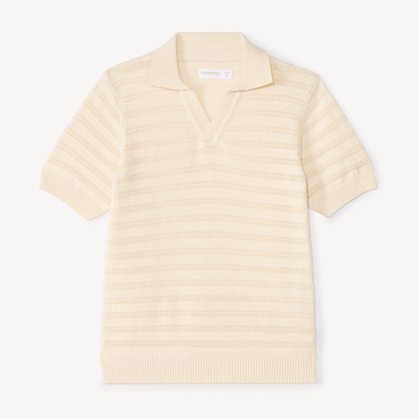 Polo de manga corta de punto con diseño calado para niño 