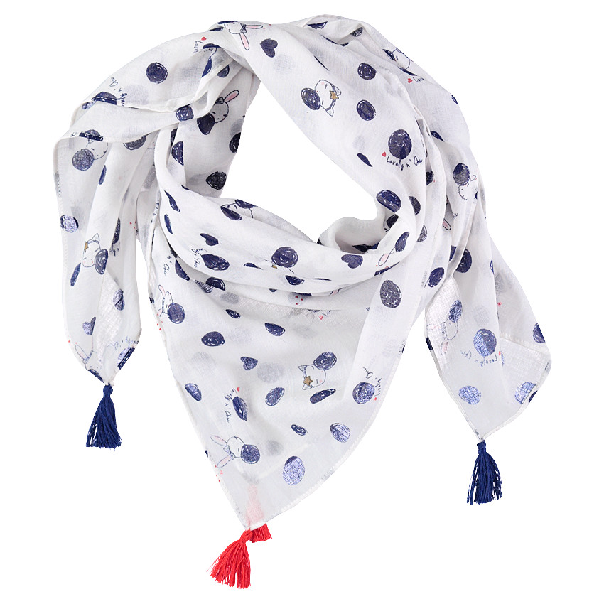 Pañuelo de gasa estampado con borlas de fantasía 
