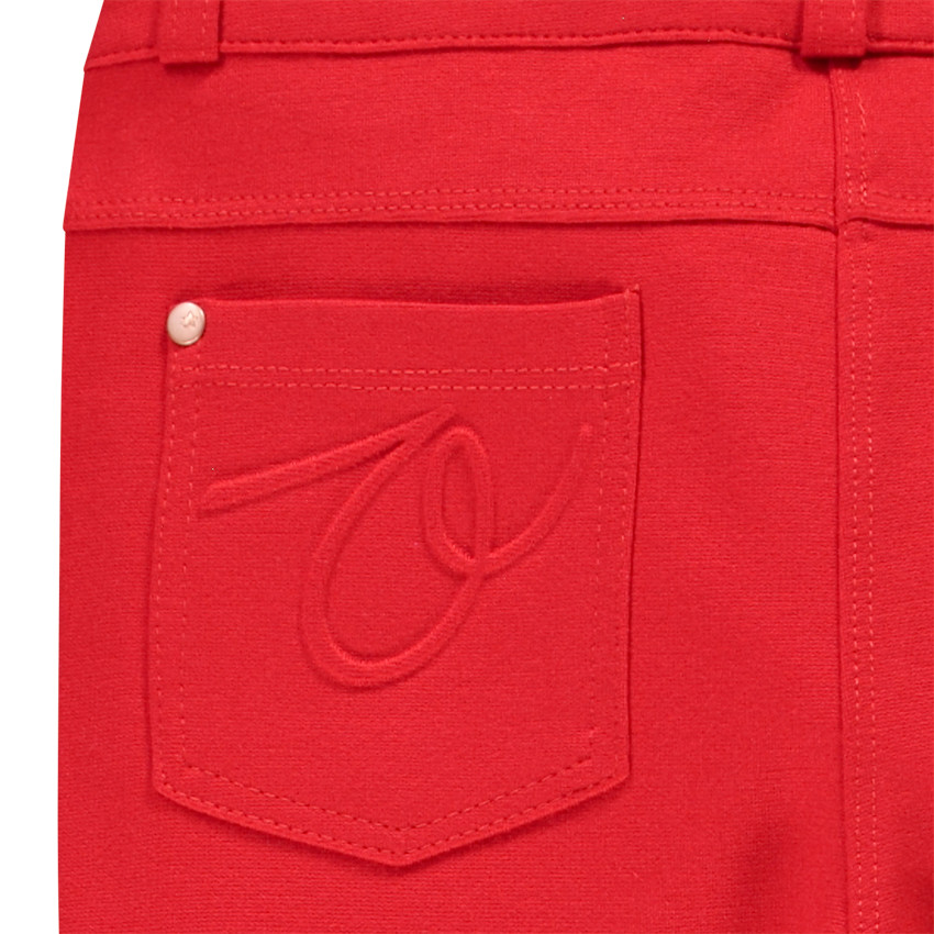 Pantalón milano liso con parches en las rodillas para niña 