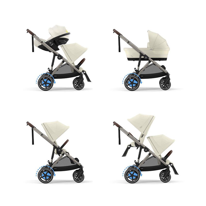 Poussette électrique avec panier e-Gazelle S taupe/seashell beige 