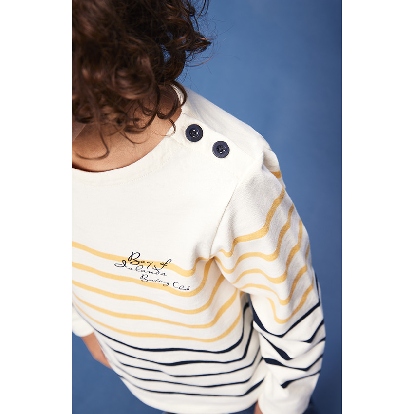 Camiseta marinera de punto grueso para niño con estampado de colocación 