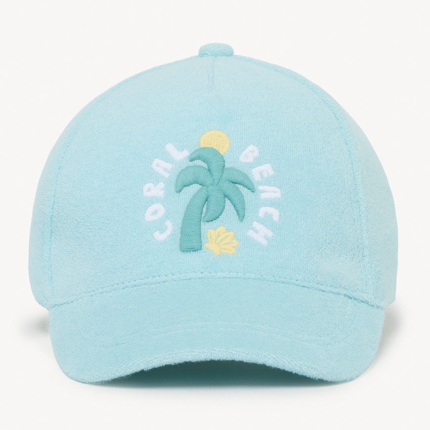Gorra de rizo con bordado de palmera para bebé niño 