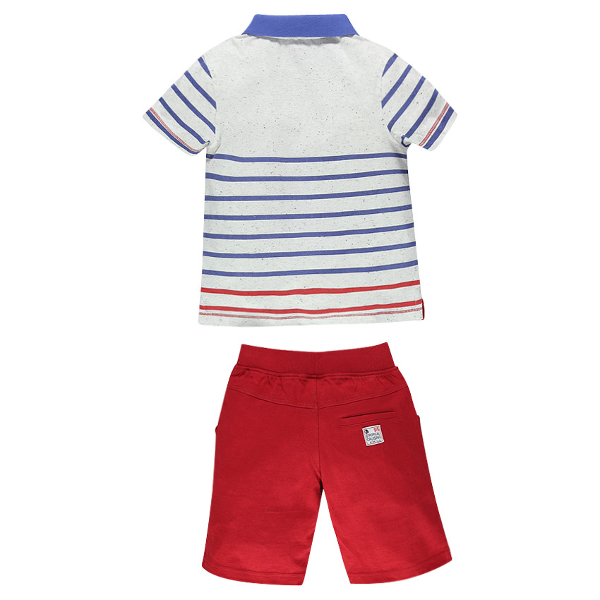 Conjunto de playa polo con rayas bermuda de felpa 