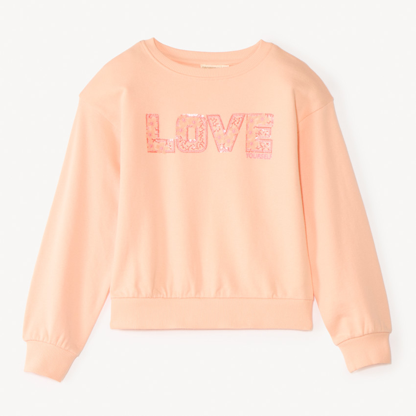 Sudadera de felpa con estampado Love y lentes para niña. 