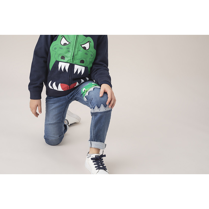 Chaqueta con capucha con cremallera y estampado de dinosaurio 