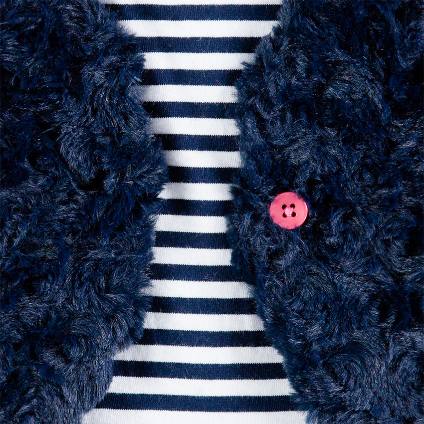 Chaleco de borreguillo con forro de rayas de punto 