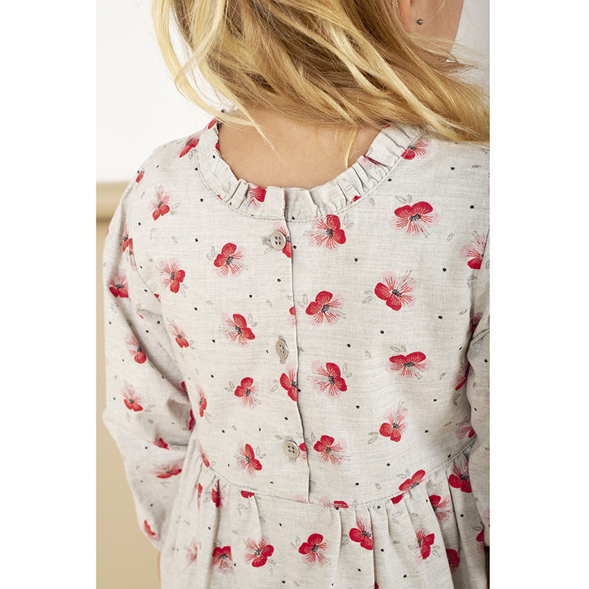 Vestido de algodón de manga larga con estampado de flores para bebé niña 