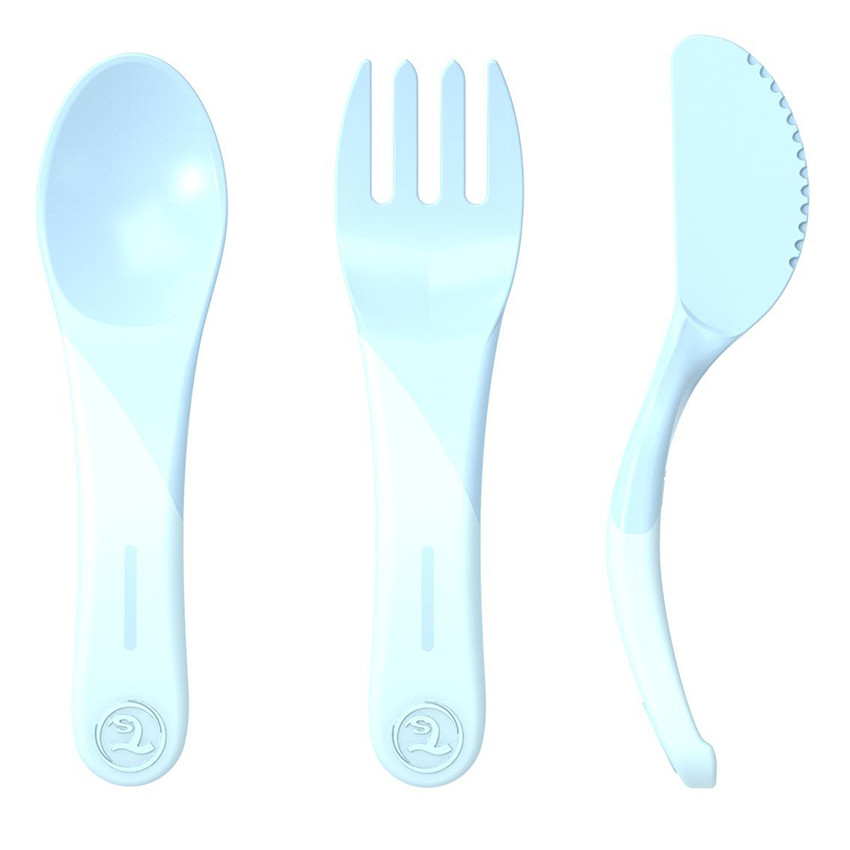 Set de 3 couverts d’apprentissage 6+ mois – Bleu Pastel  