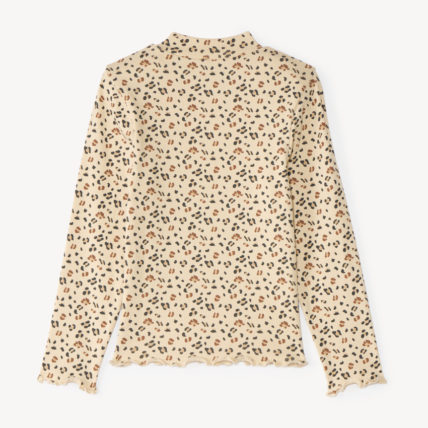 Jersey de cuello alto para niña con estampado de leopardo 