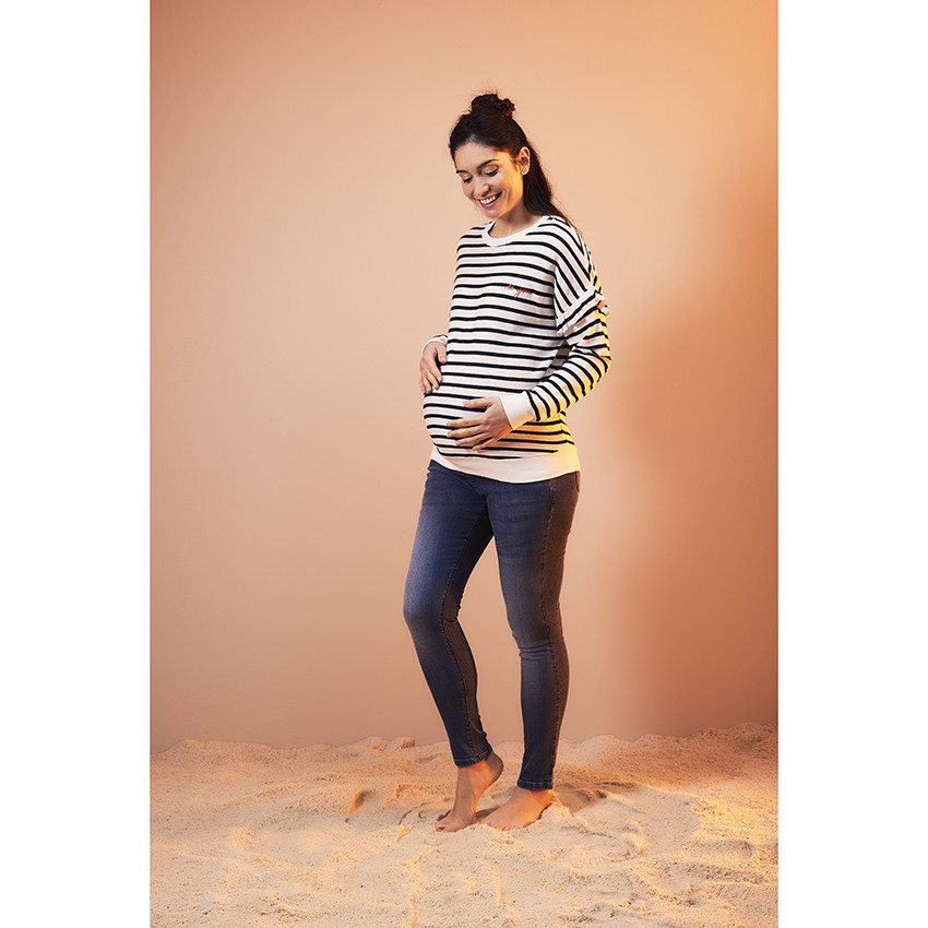 Sudadera de embarazo a rayas en jersey  Additional Sudadera de embarazo a rayas en jersey