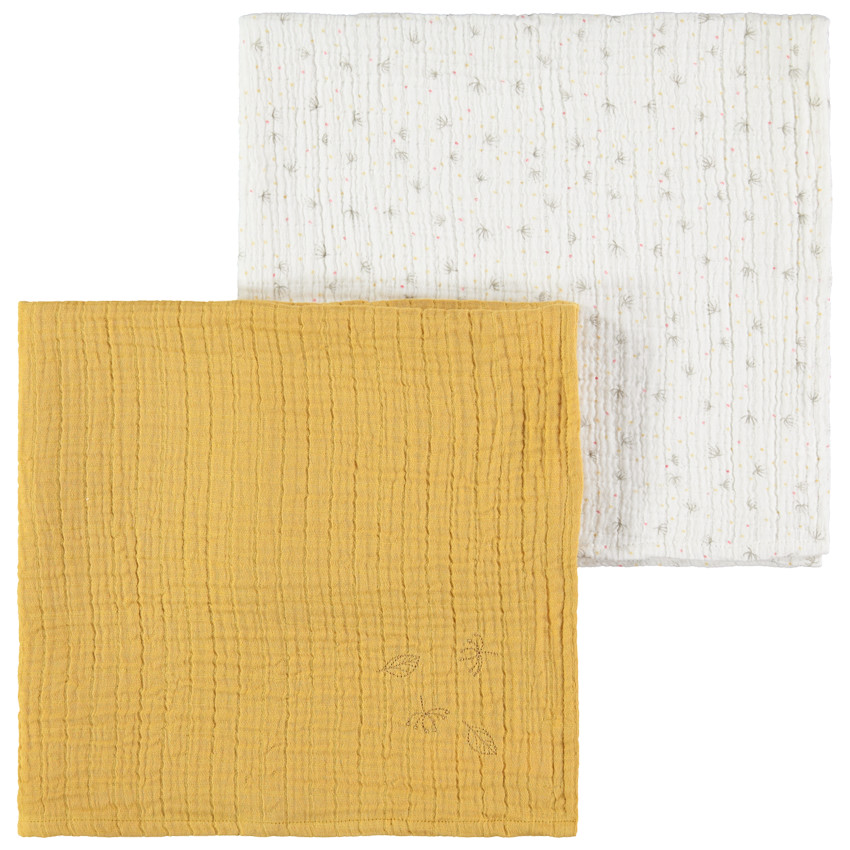 Pack 2 muselinas 70 x 70 lisa/estampado 