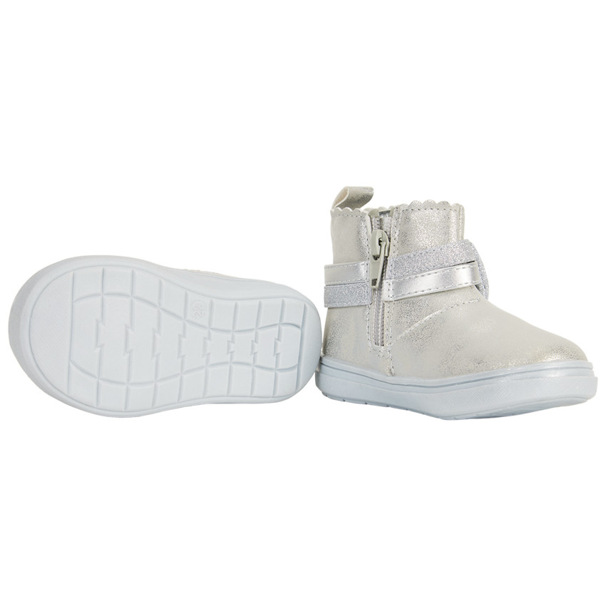 Botines plateados con lazo de fantasía para bebé niña 