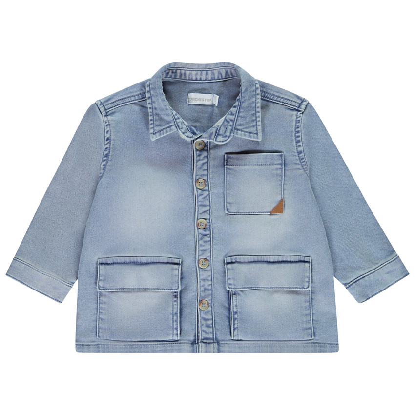 Camisa sobre efecto denim con bolsillos tipo plastrón para bebé niño 