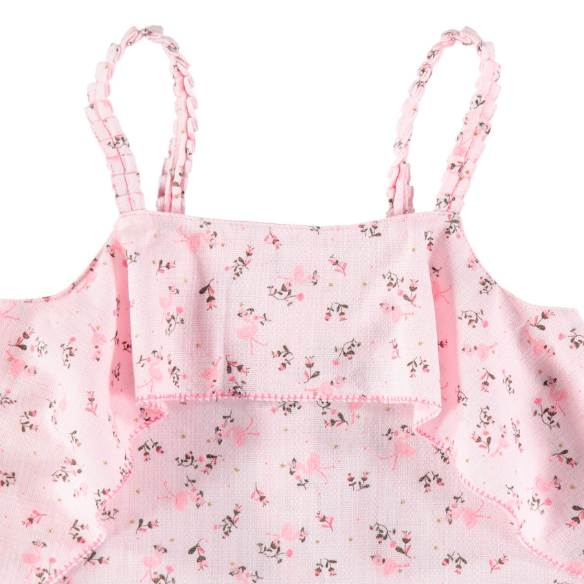 Top estampado integral con volantes fantásticos 