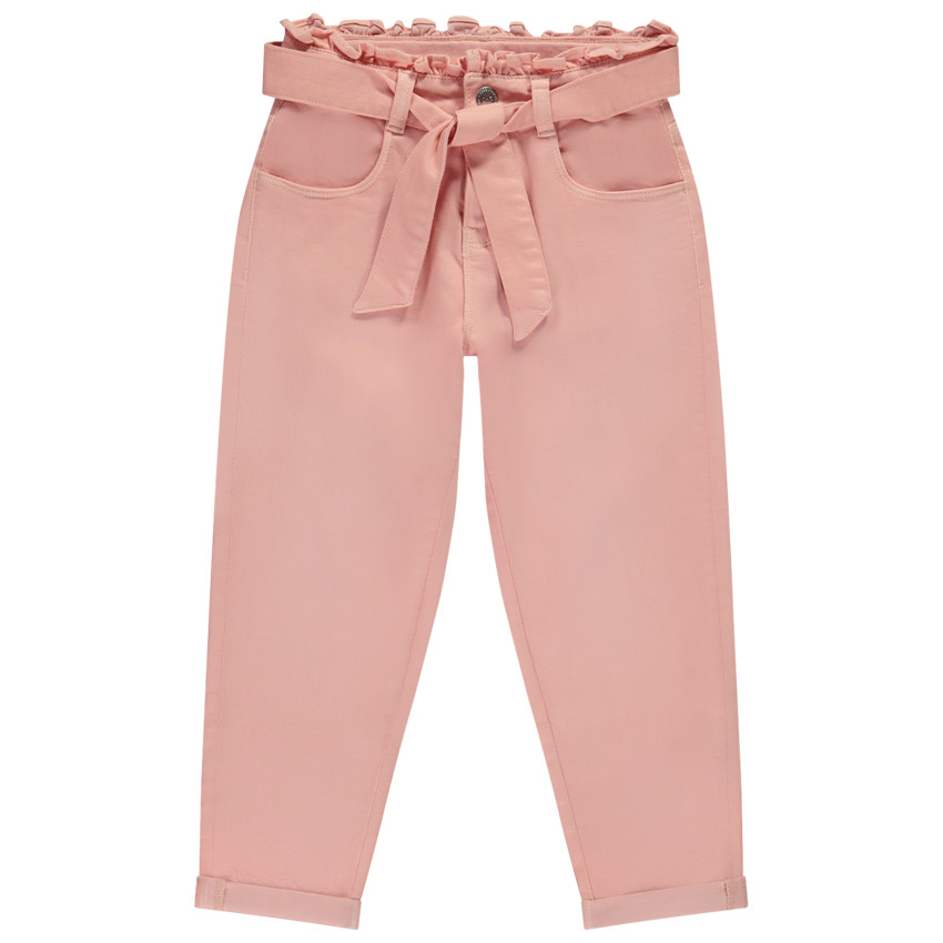 Pantalón paperbag con cinturón para niña 