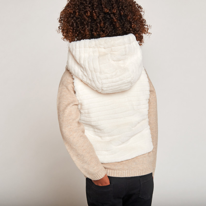 Chaqueta de twill y sherpa de manga larga + chaleco para niña 