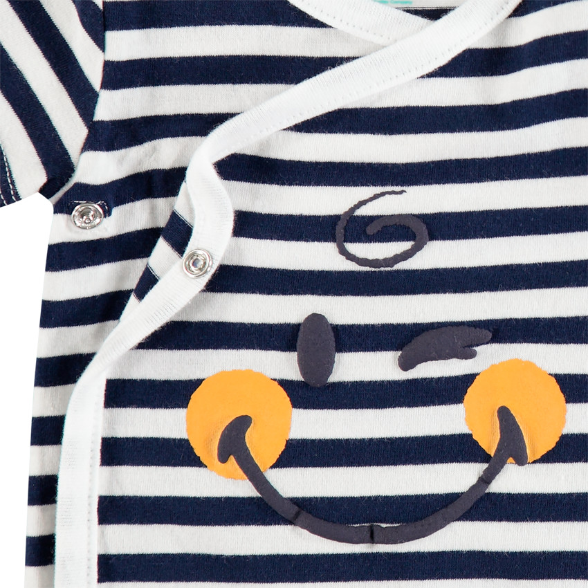 Body de algodón rayado con estampado Smiley Baby 