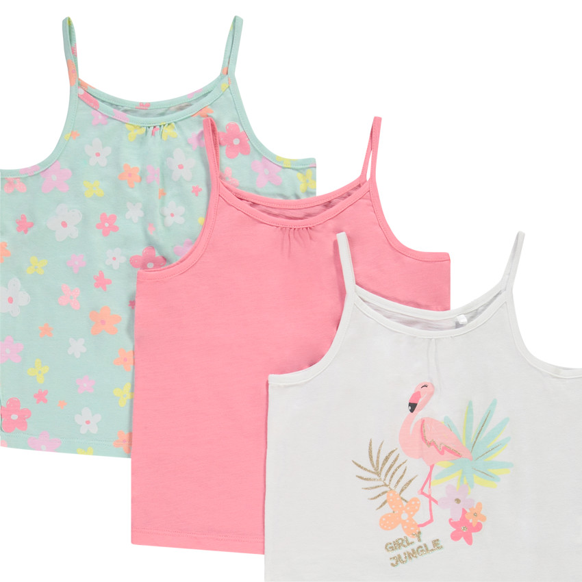 Pack de 5 camisetas sin mangas de jersey para niña. 