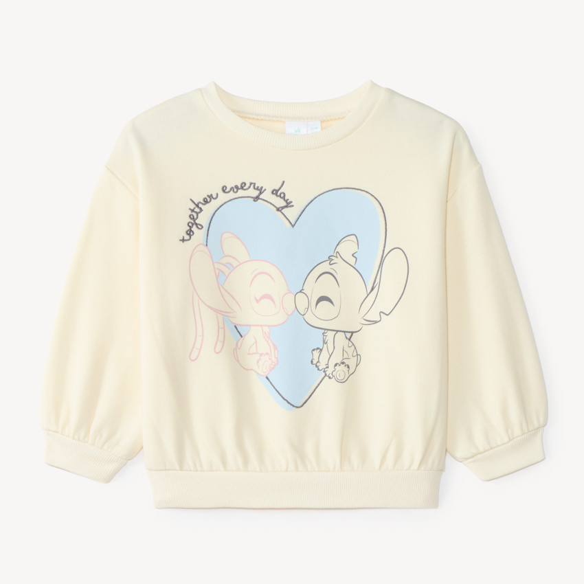 Sudadera oversized para bebé niña con estampado de Stitch y Angel de Disney. 
