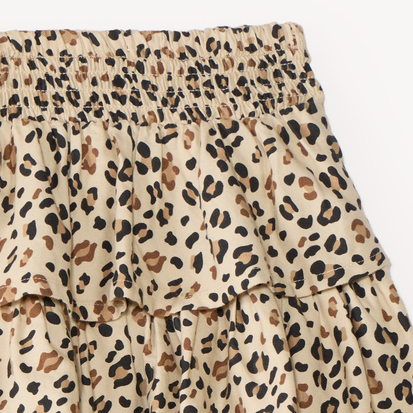 Falda de niña con volantes estampada de leopardo 
