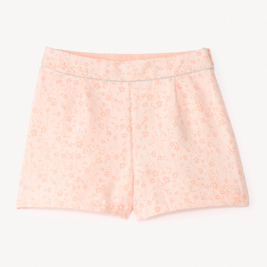 Short jacquard con motivos florales para niña 
