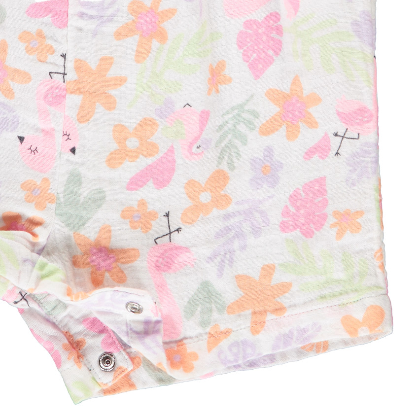 Pelele corto con volantes y estampado fantasía para bebé niña 