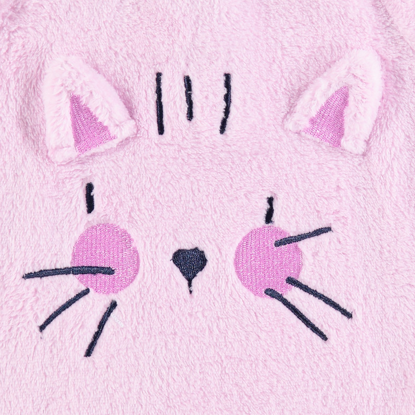 Conjunto de pantalón y sudadera de borreguillo con cabeza de gato y orejas de relieve 