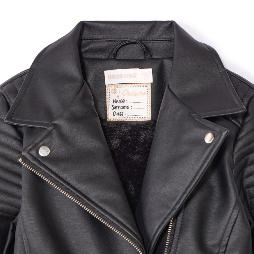 Chaqueta perfecta de poliuretano con forro de sherpa para niña 