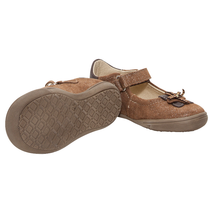 Merceditas de cuero con brillo y parche de estrella 