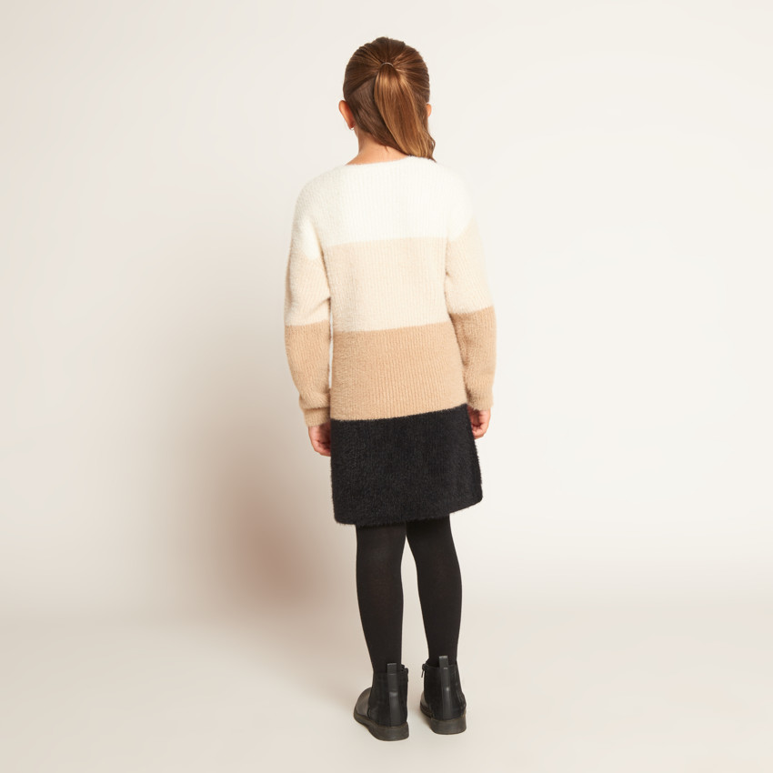 Robe en tricot effet colorblock pelucheux pour fille  