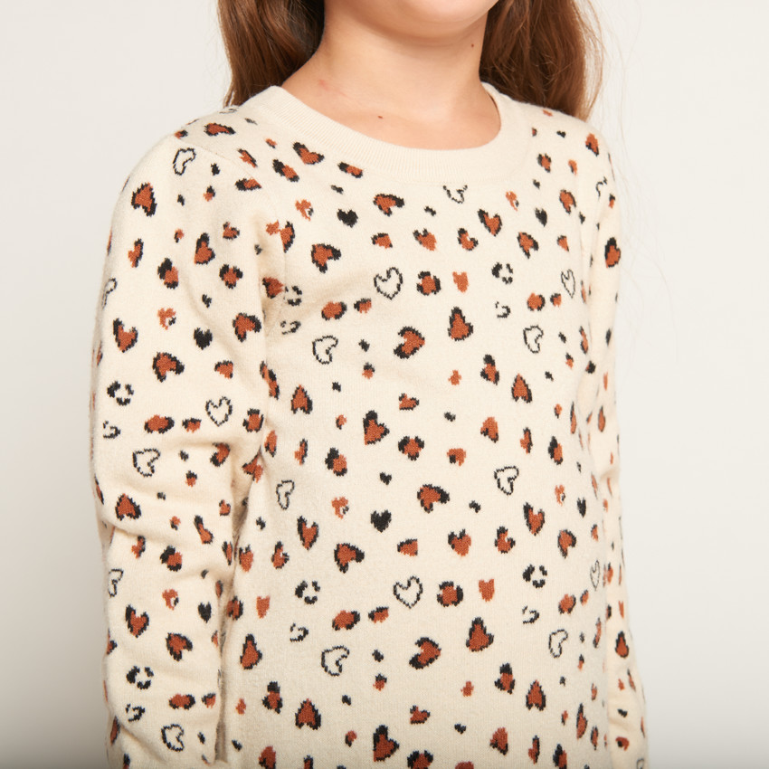 Robe manches longues en tricot léopard pour fille  