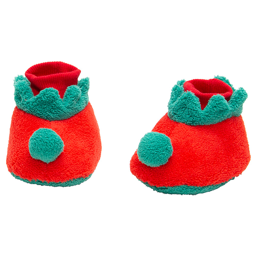 Zapatillas de terciopelo con duende de Navidad 