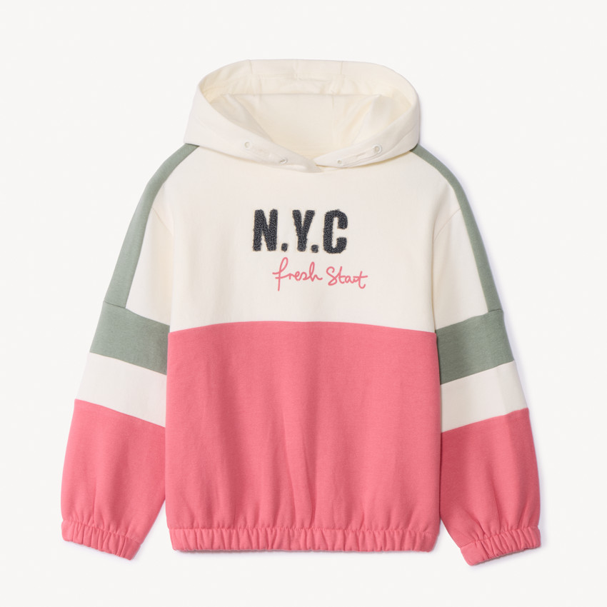 Sweat molleton à capuche effet color block pour fille 