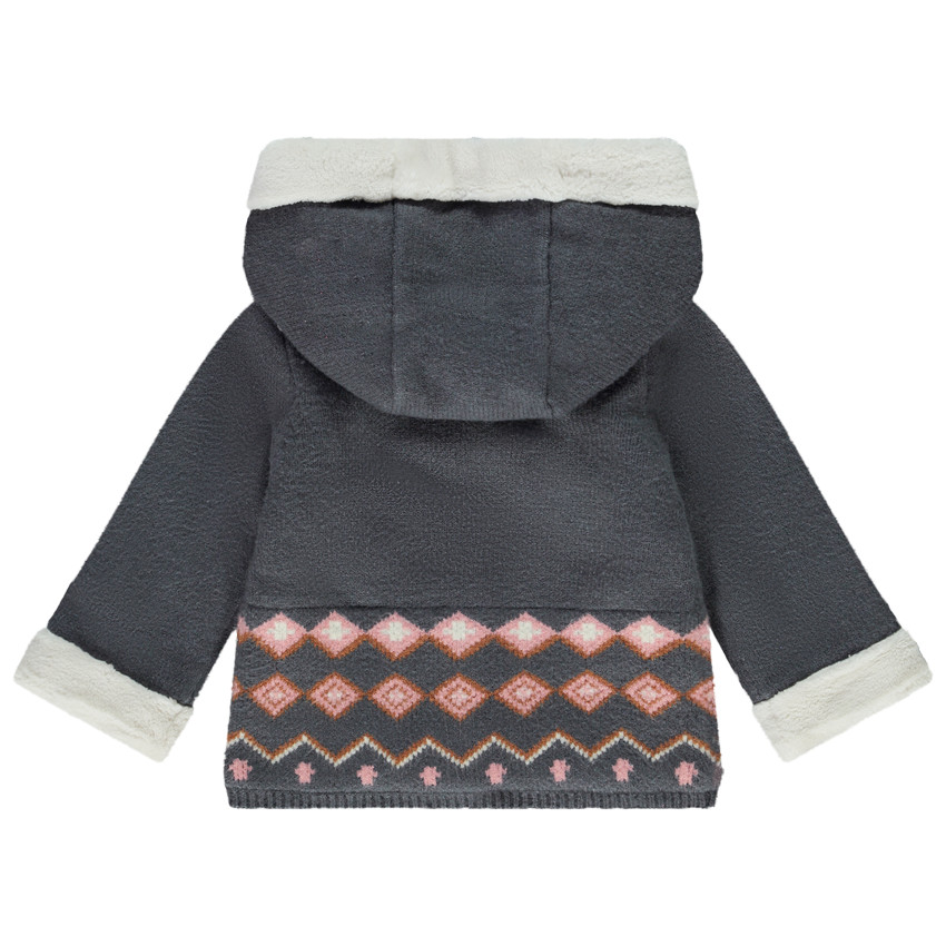 Chaqueta forrada de sherpa en punto jacquard para niña 